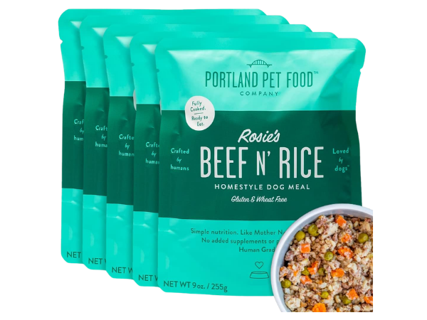 Portland Pet Food Company Fresh Dog Food Pouches – Rosie’s Beef N’ Rice