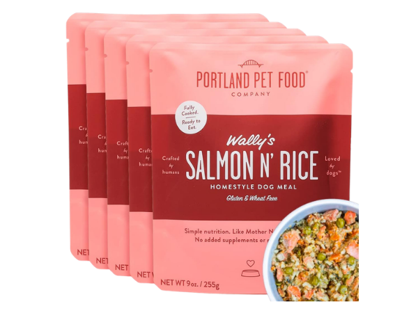 Portland Pet Food Company Fresh Dog Food Pouches – Wally’s Salmon N’ Rice